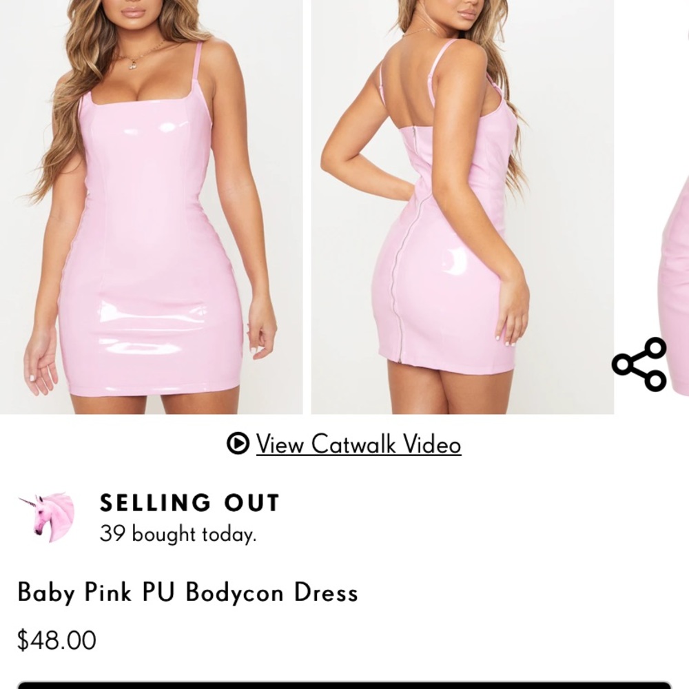 Pink vinyl bodycon dress